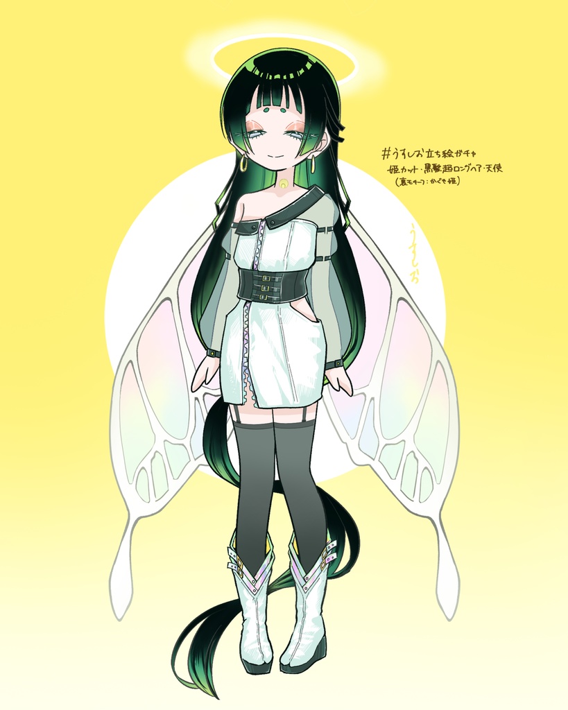 【無料】黒髪の和風天使_うすしおの立ち絵ガチャNo.1