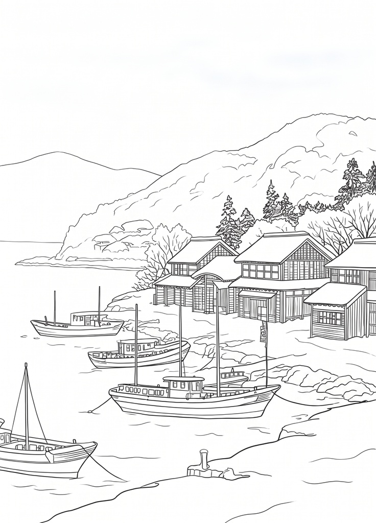 日本画 ぬり絵/Japanese Painting Coloring Book