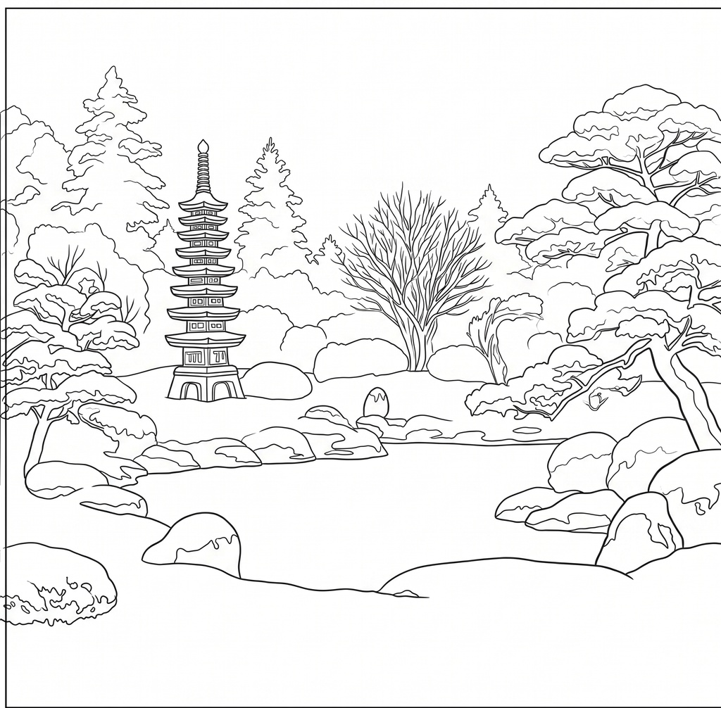 日本画 ぬり絵/Japanese Painting Coloring Book