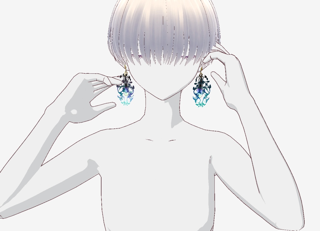 【#Vroid】ピアス(極光/白日)【アクセサリー】