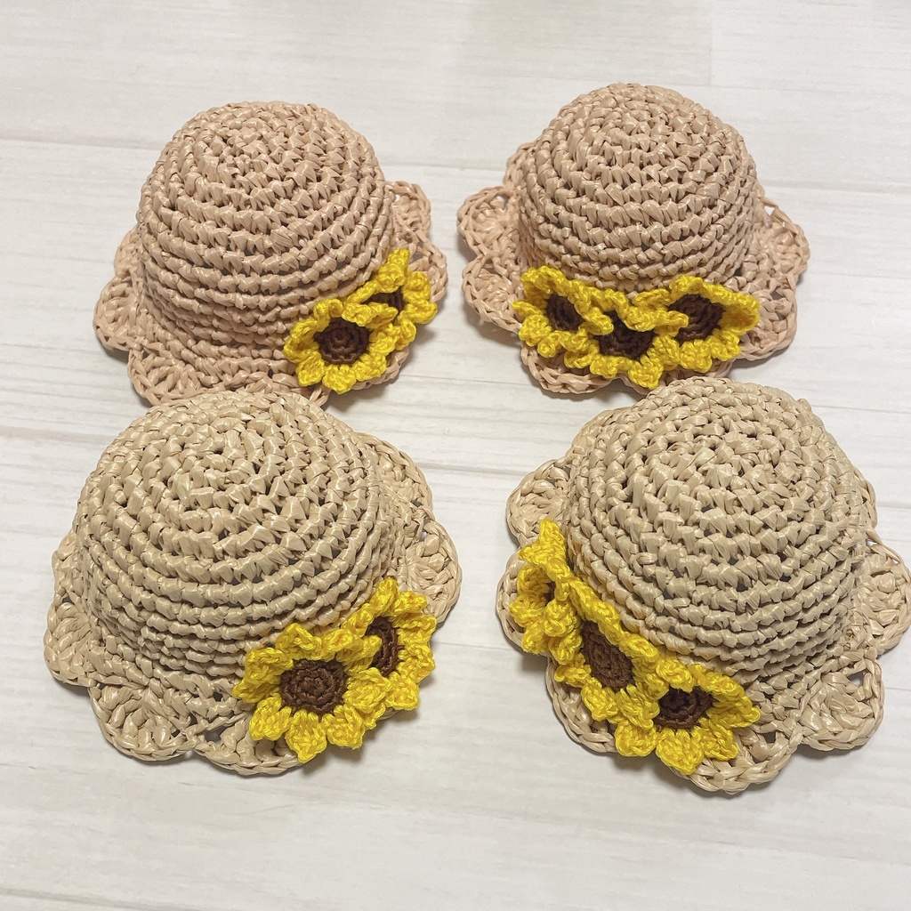 お花付き麦わら帽子
