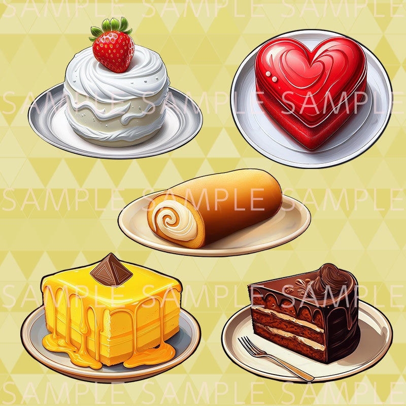 【透過PNG素材】ケーキ5種類【ばら売り】