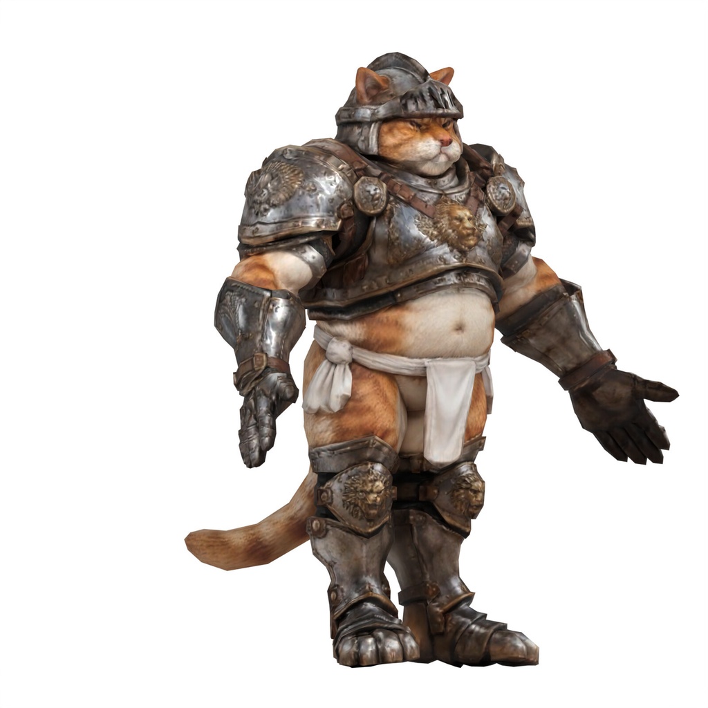 西洋甲冑ふんどし猫 / ARMORED FUNDOSHI CAT【VRM / cluster対応】
