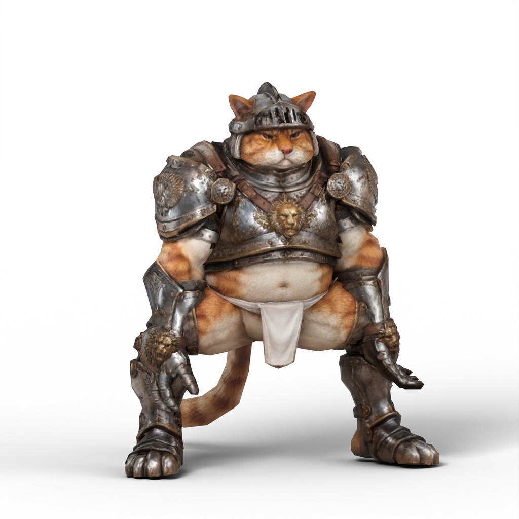 西洋甲冑ふんどし猫 / ARMORED FUNDOSHI CAT【VRM / cluster対応】