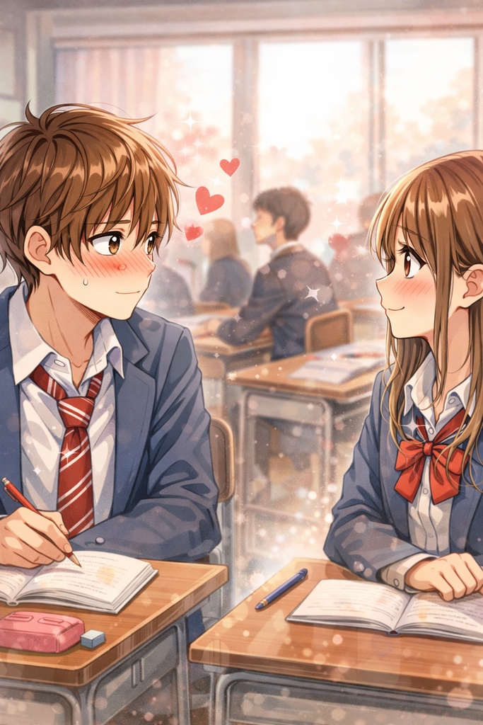 これから始まるふたり｜少女漫画風 縦長イラスト（PNG）