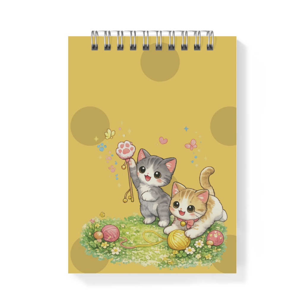 毛玉じゃれ猫　メモ帳　ミニ　A6 