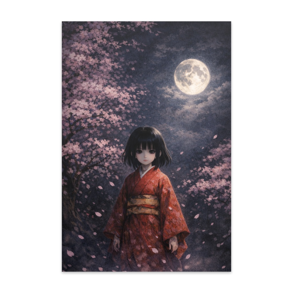 夜桜の座敷童　ポストカード10枚セット　Postcard