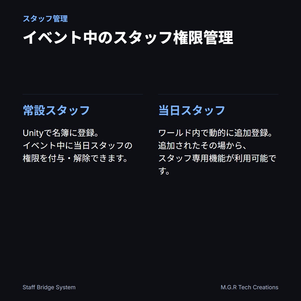 【リリース記念セール中】【VRChatワールド用】Staff Bridge System【イベント運営支援ギミック】