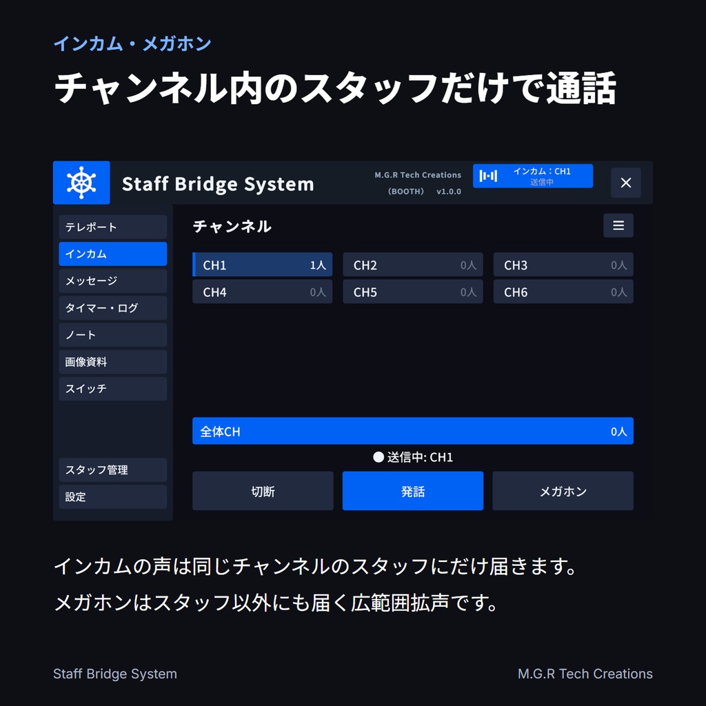 【リリース記念セール中】【VRChatワールド用】Staff Bridge System【イベント運営支援ギミック】