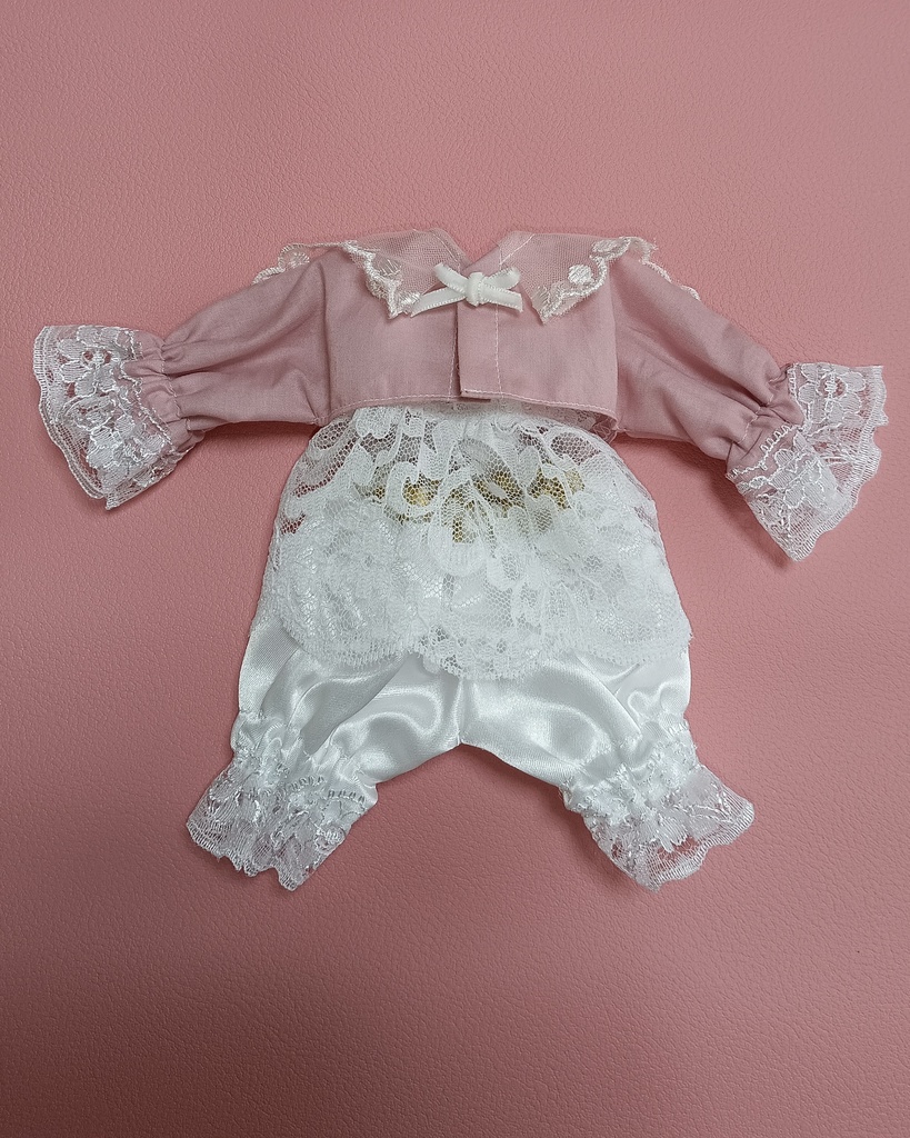 いちごミルクドレスセット(ブラウス⋮ピンク、パンツ⋮ホワイト)27cmドール用
