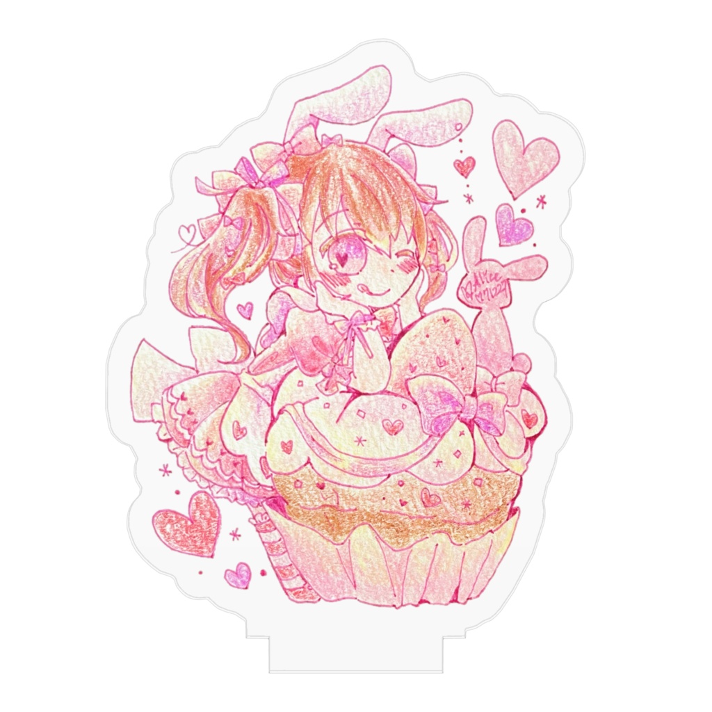 うさちゃん と いちごチョコカップケーキ アクリルスタンド