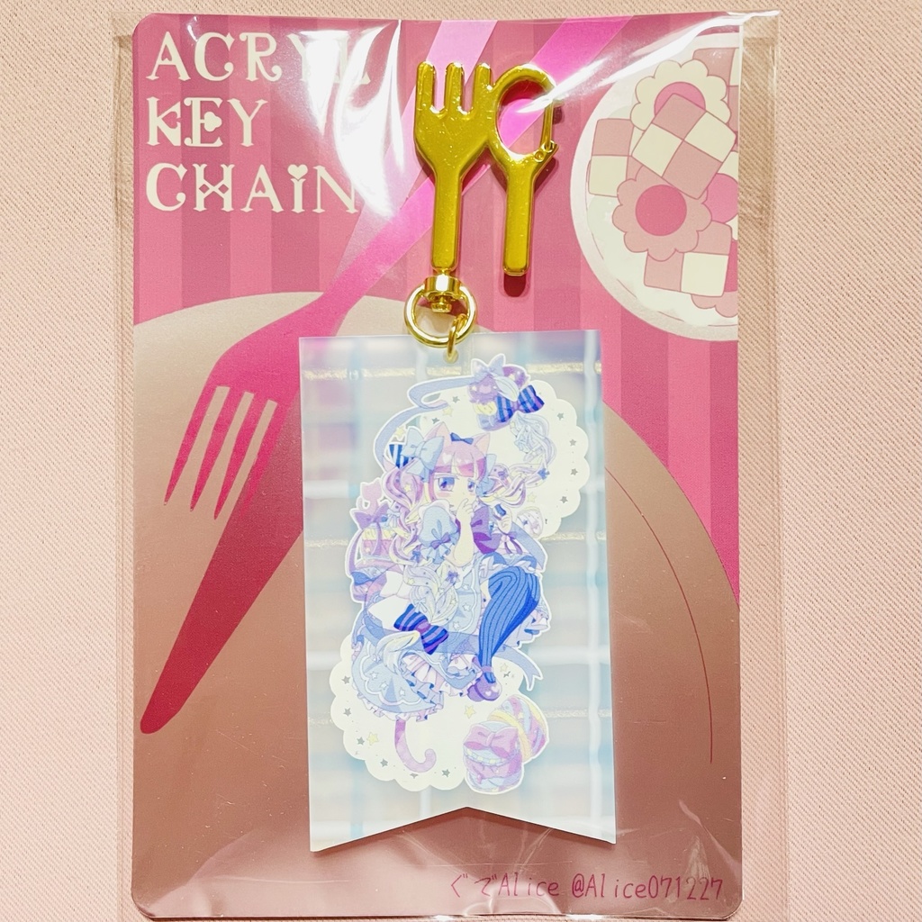 チェック柄アクリルキーホルダー