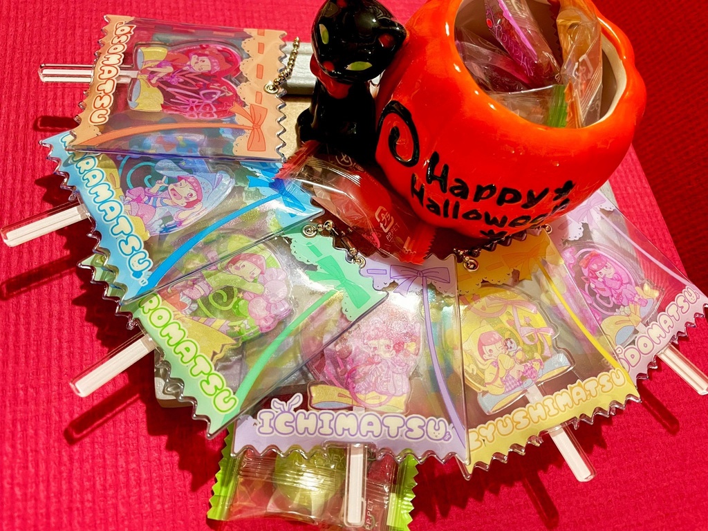 うさねこパーカー松 アクリルキャンディキーホルダー