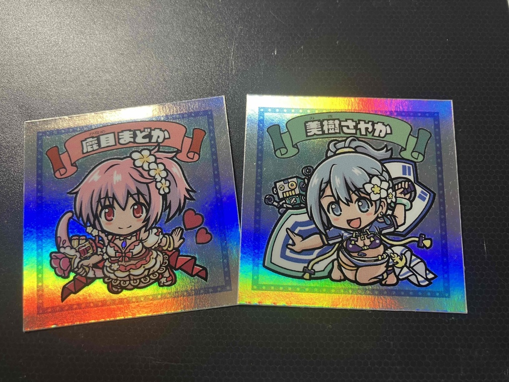水着まどか＆波乗りさやか自作シール（オーロラ）