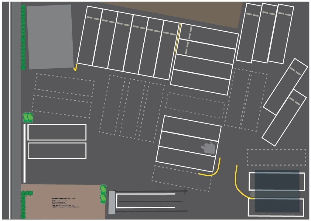 【PDF・模型用道路】近郊都市の小規模営業所(1/150 バスコレ用道路シート/A3)