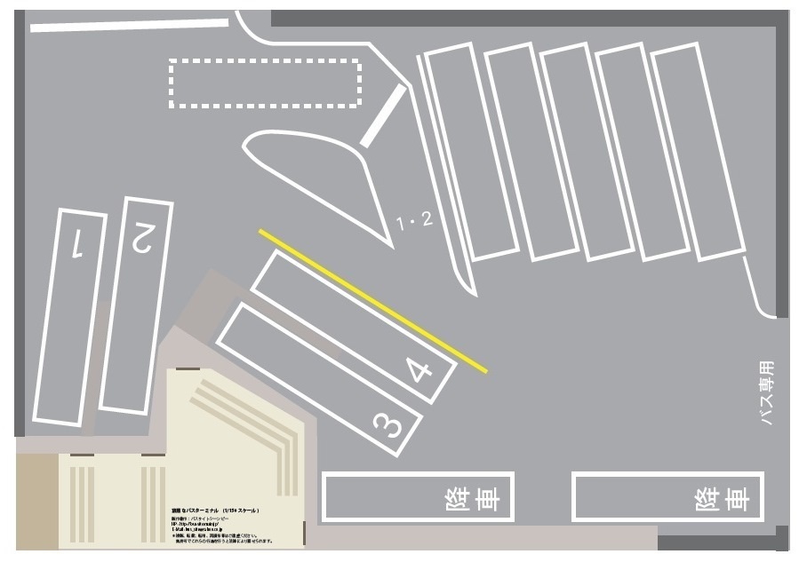 【PDF・模型用道路】窮屈なバスターミナル(1/150 バスコレ用道路シート/A4)