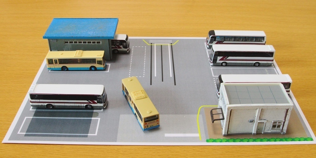 【PDF・模型用道路】汎用営業所A (1/150 バスコレ用道路シート/A4)