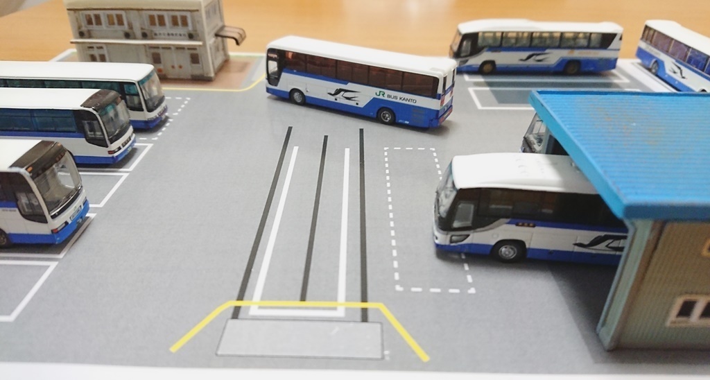 【PDF・模型用道路】汎用営業所A (1/150 バスコレ用道路シート/A4)