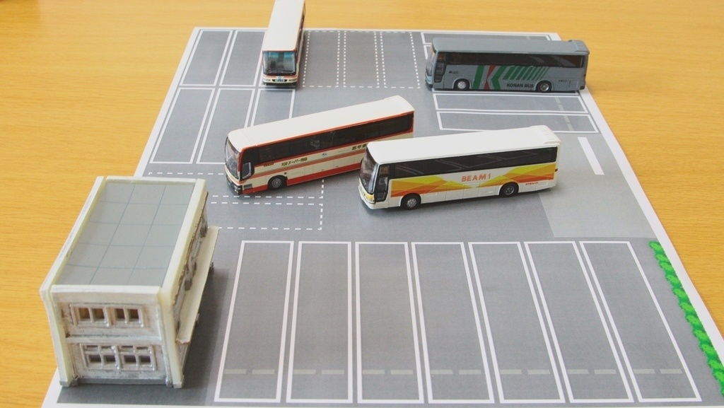 【PDF・模型用道路】汎用営業所B(1/150 バスコレ用道路シート/A4)