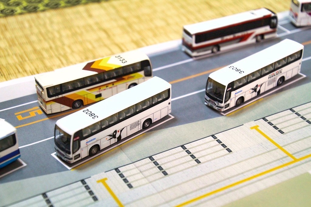 【PDF・模型用道路】天神の高速バスターミナル(1/150 バスコレ用道路シート/A4)