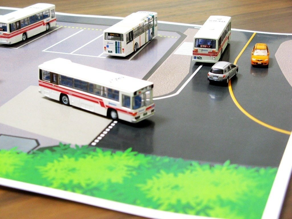 【PDF・模型用道路】桜ヶ丘車庫(1/150 バスコレ用道路シート/A3)