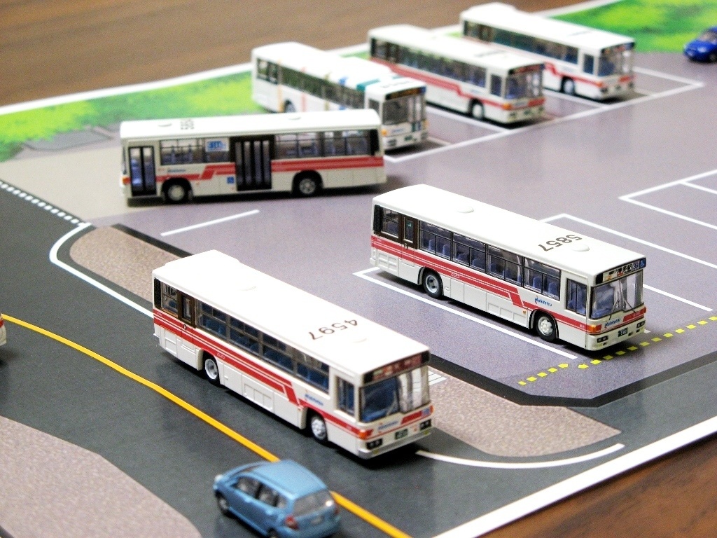 【PDF・模型用道路】桜ヶ丘車庫(1/150 バスコレ用道路シート/A3)