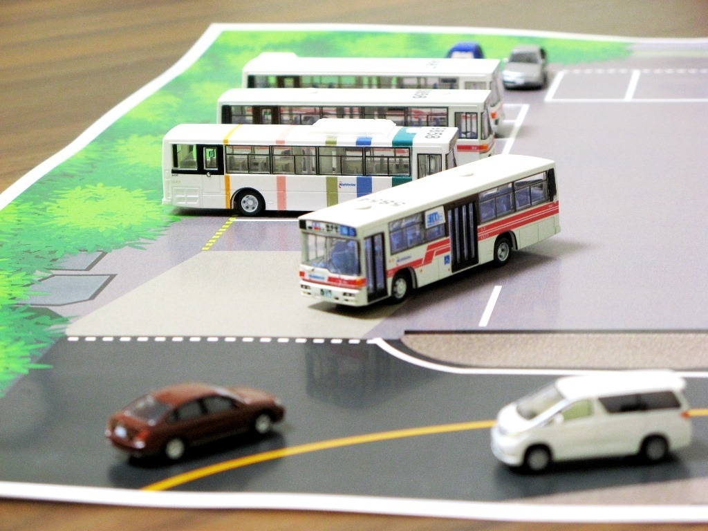 【PDF・模型用道路】桜ヶ丘車庫(1/150 バスコレ用道路シート/A3)