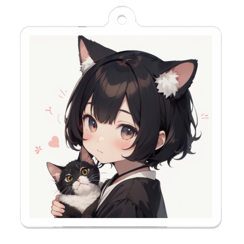 ね子ちゃんと子ネコ だっこ アクリルキーホルダー
