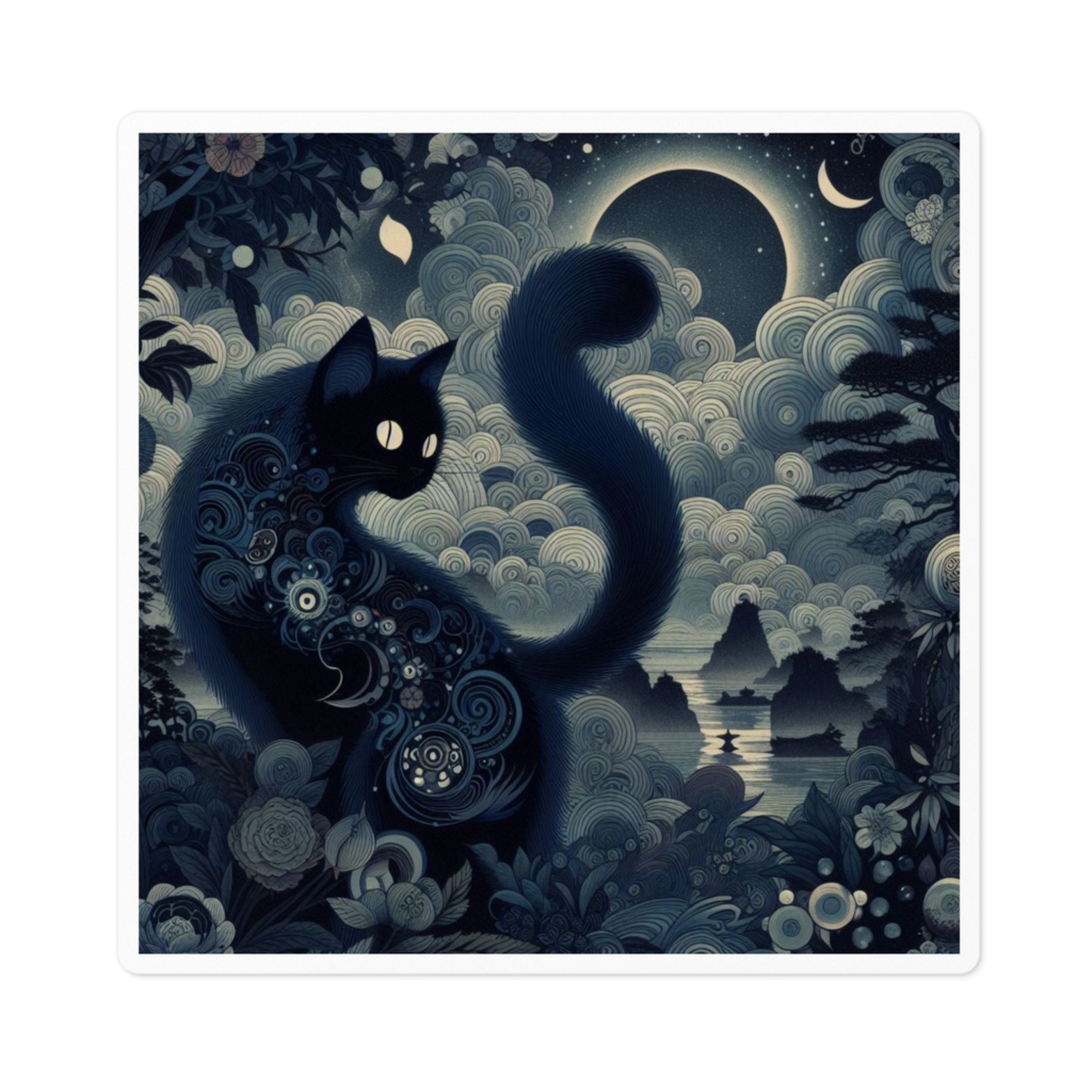 闇夜のクロネコ ステッカー