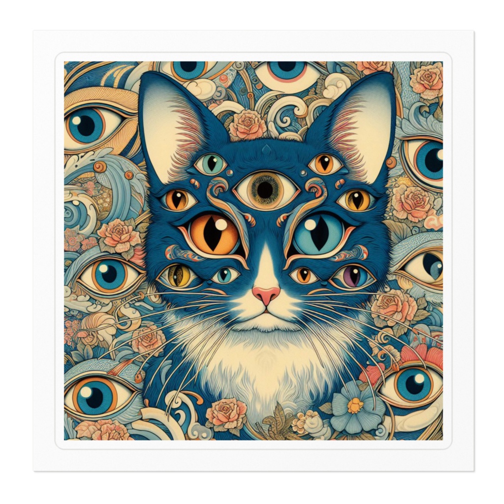 オッドアイの猫 ステッカー