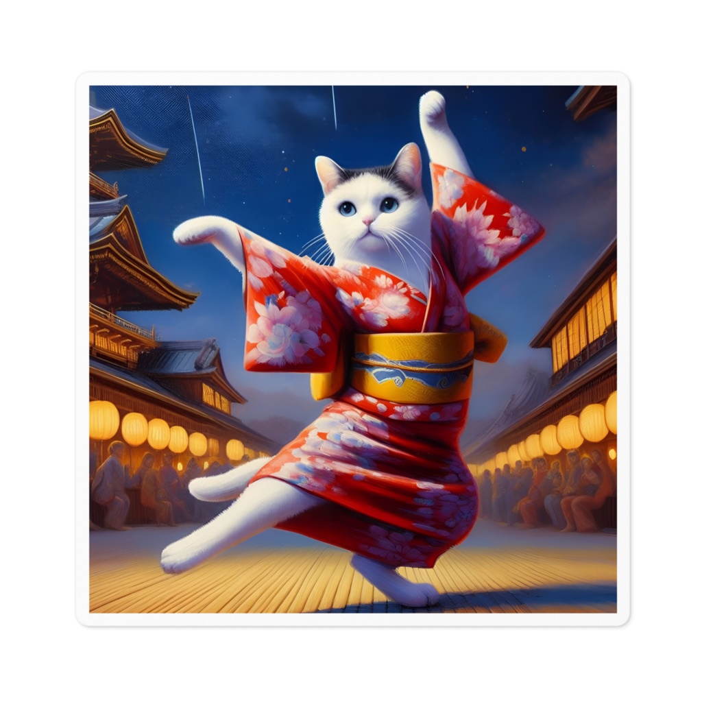 踊るネコ ステッカー