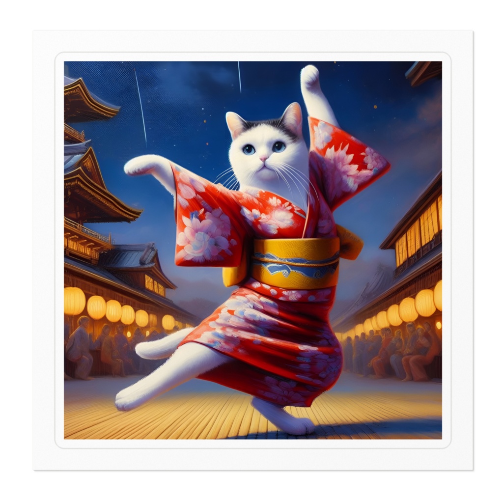 踊るネコ ステッカー