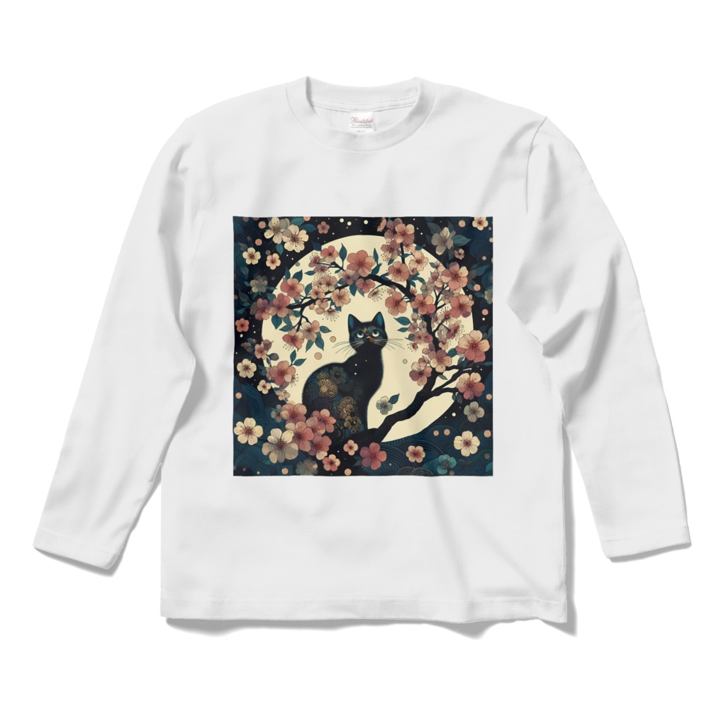 桜とネコ ロングTシャツ