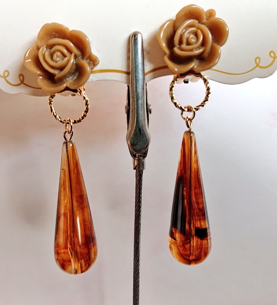 ほうじ茶チョコ(イヤリング) (一点物)