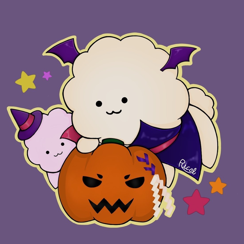 ドラキュラもふもふ犬&タケミカボチャ ハロウィンアクリルキーホルダー