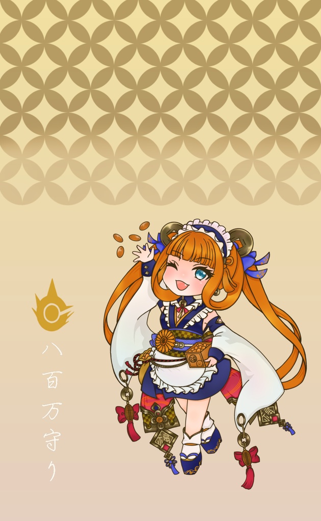 フクスケちゃんの商売繁盛 お守り風アクリルキーホルダーの