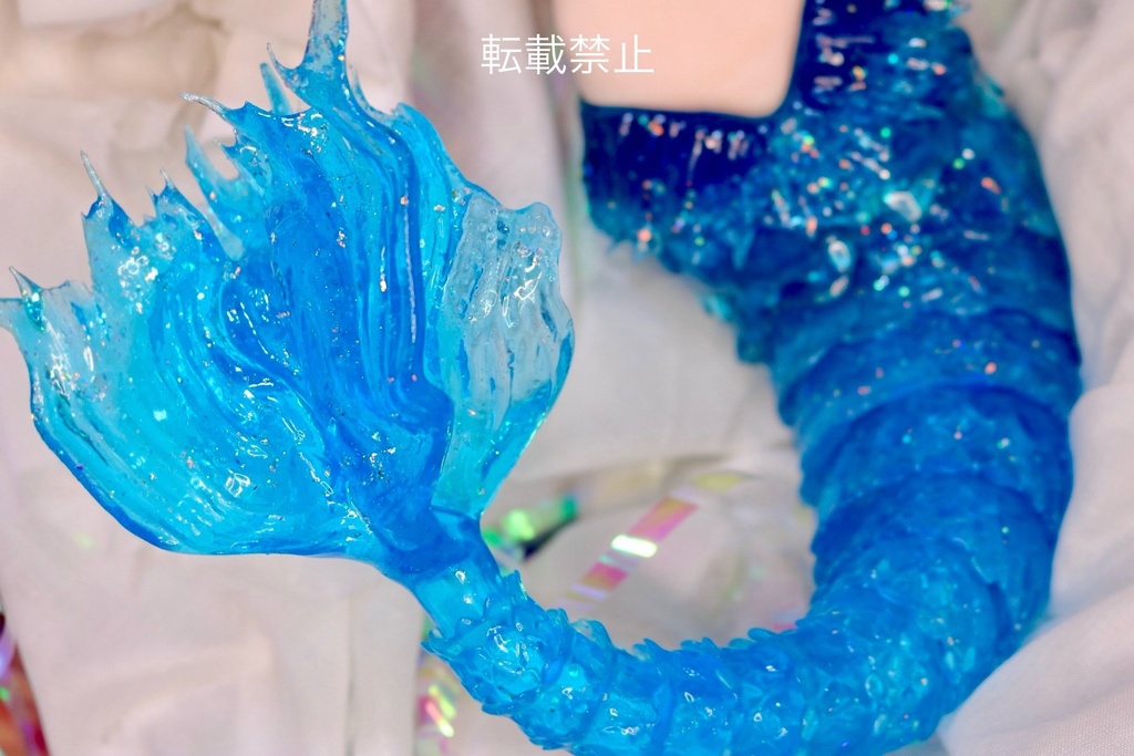 【ブルー】ドール用 1/3〜1/4 サイズ 可動 人魚ボディー セミホワイト