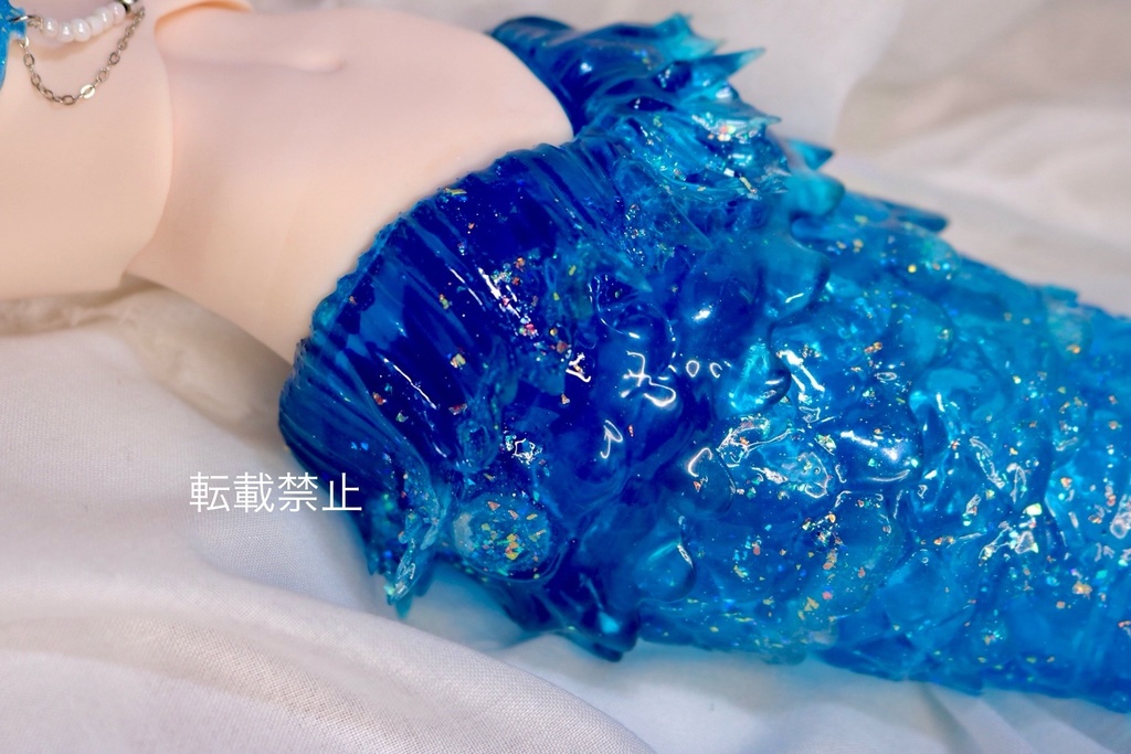 【ブルー】ドール用 1/3〜1/4 サイズ 可動 人魚ボディー セミホワイト