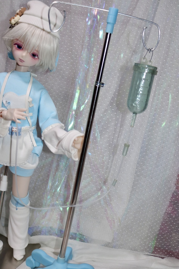 1/3〜1/4 ドール用 高さ調節可能 点滴スタンド & 点滴瓶