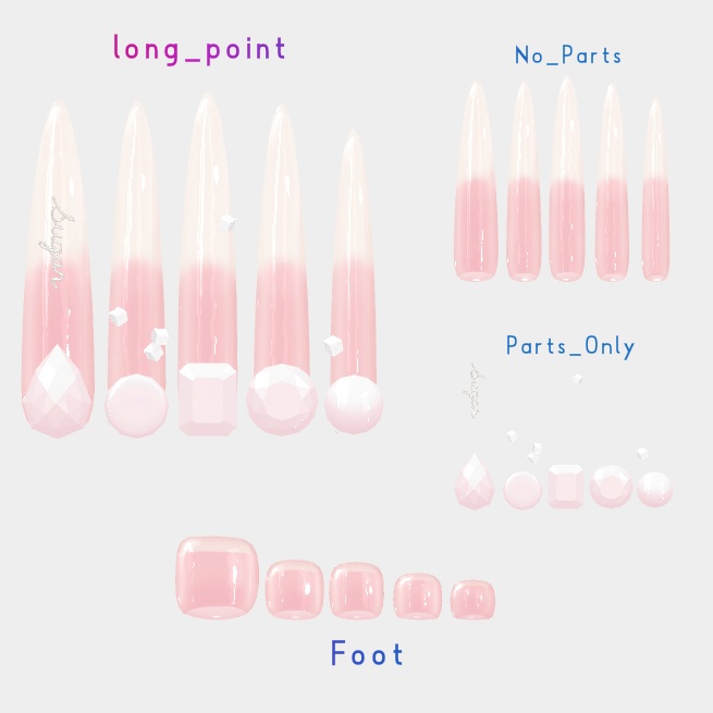 【第2弾!】シェアできる汎用ジェルネイルチップ『MDollnail SuperLong』【VRChat】