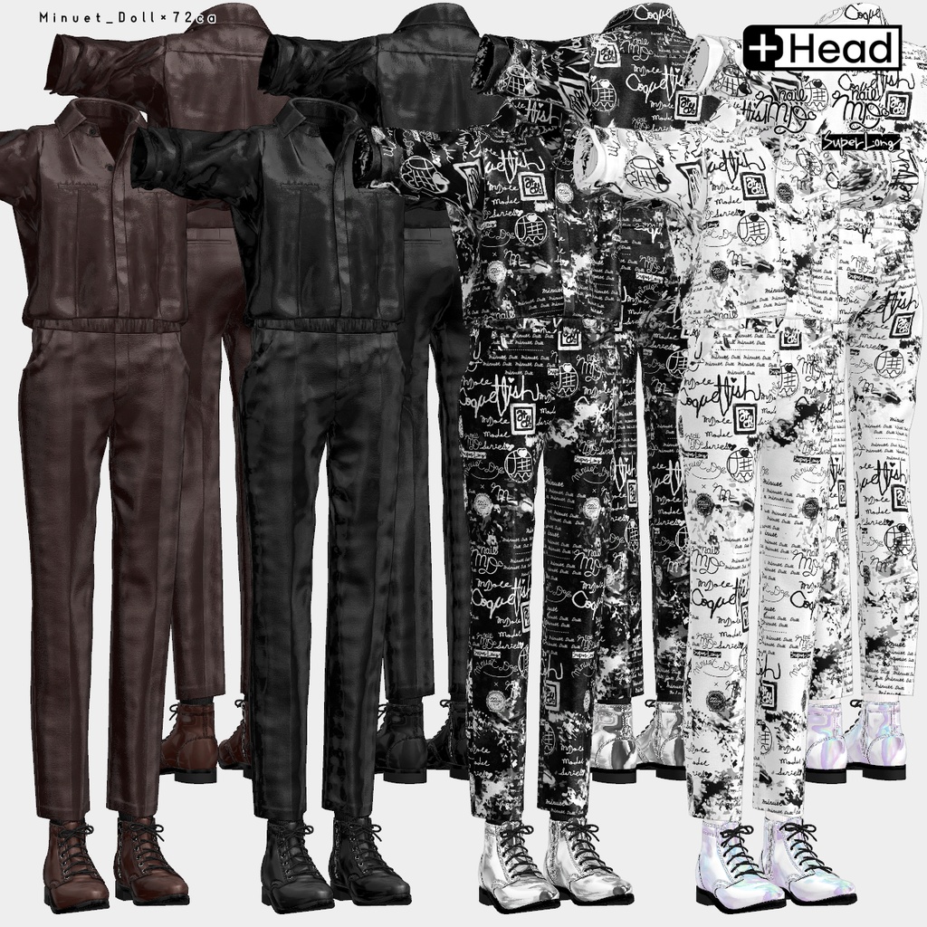 【#PlusHead 他対応】ベーシックシャツ・スラックスセット【MDollnail対応】