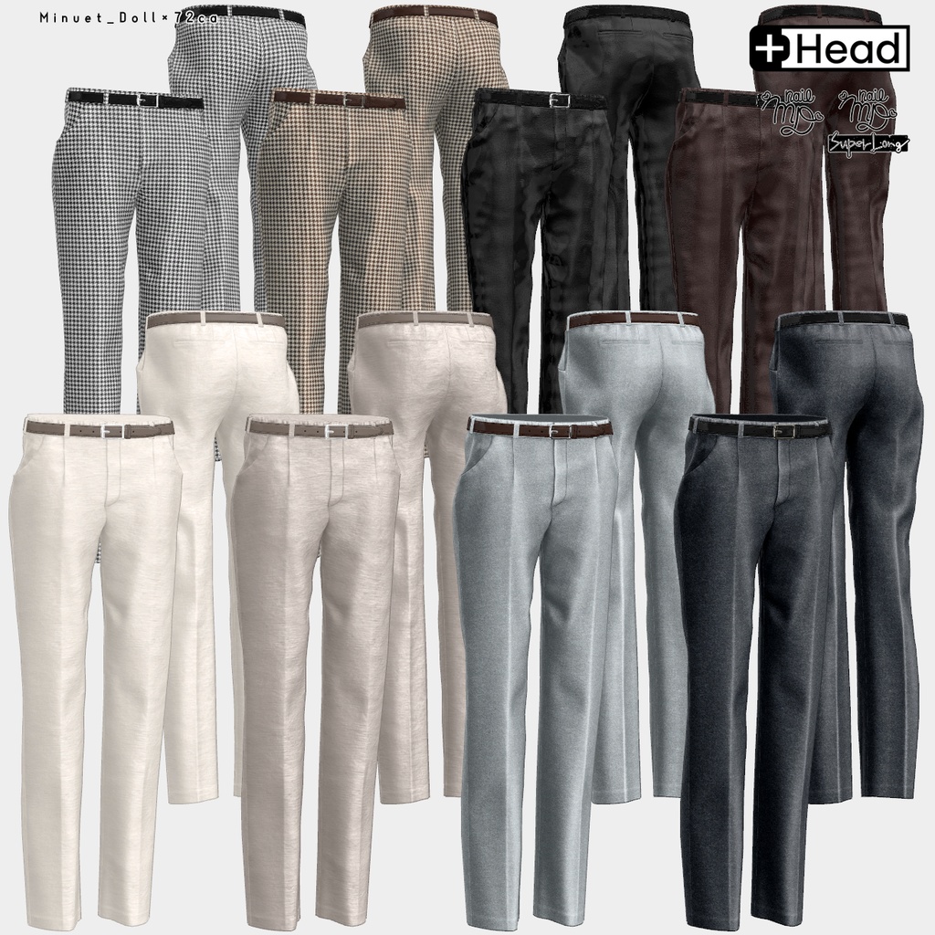 【#PlusHead 他対応】ベーシックシャツ・スラックスセット【MDollnail対応】
