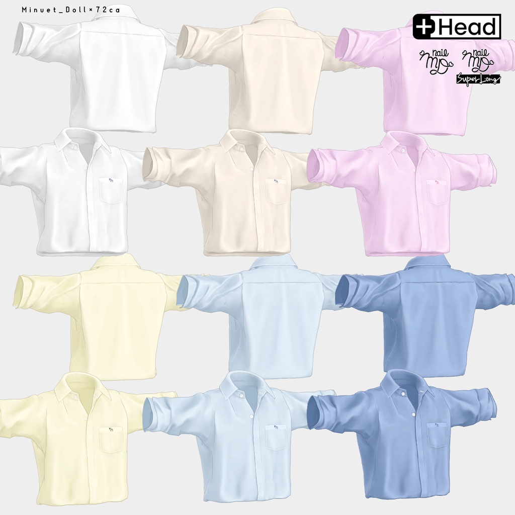 【#PlusHead 他対応】ベーシックシャツ・スラックスセット【MDollnail対応】
