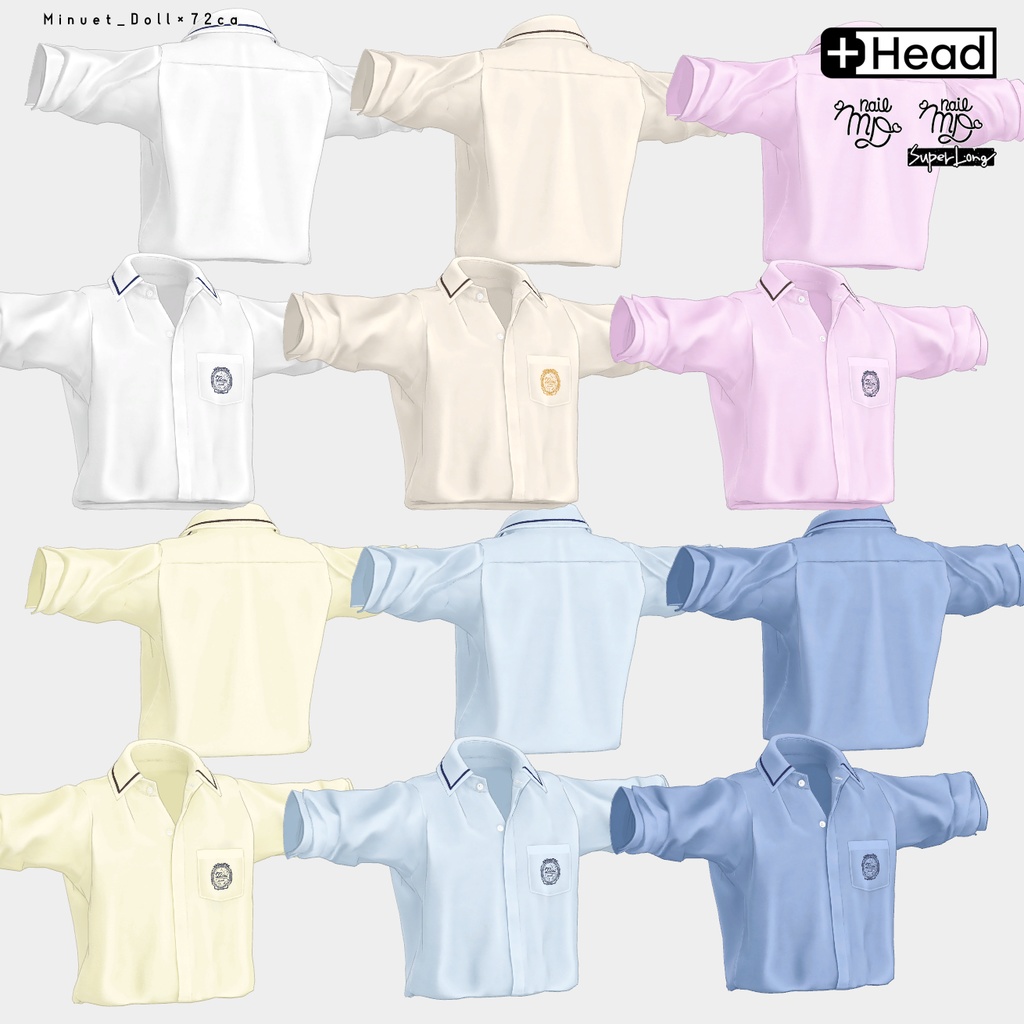 【#PlusHead 他対応】ベーシックシャツ・スラックスセット【MDollnail対応】