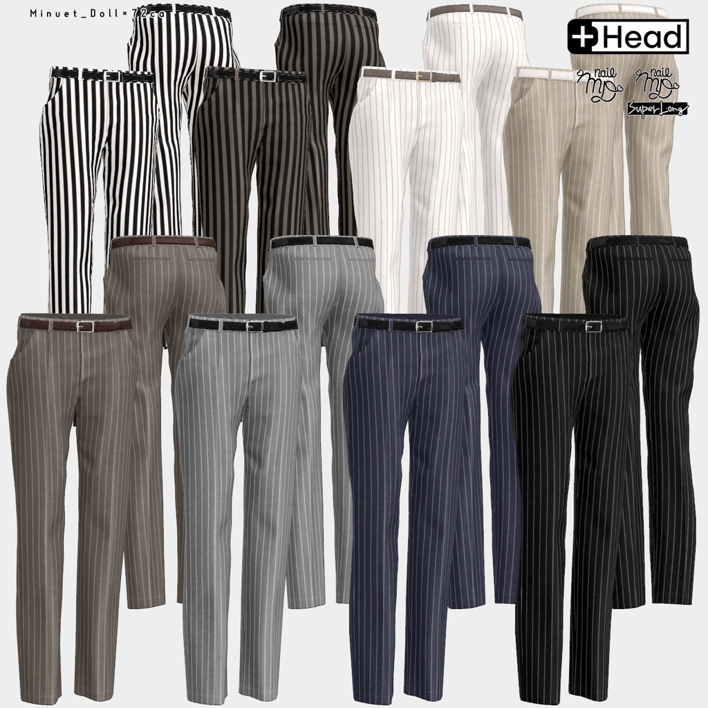【#PlusHead 他対応】ベーシックシャツ・スラックスセット【MDollnail対応】