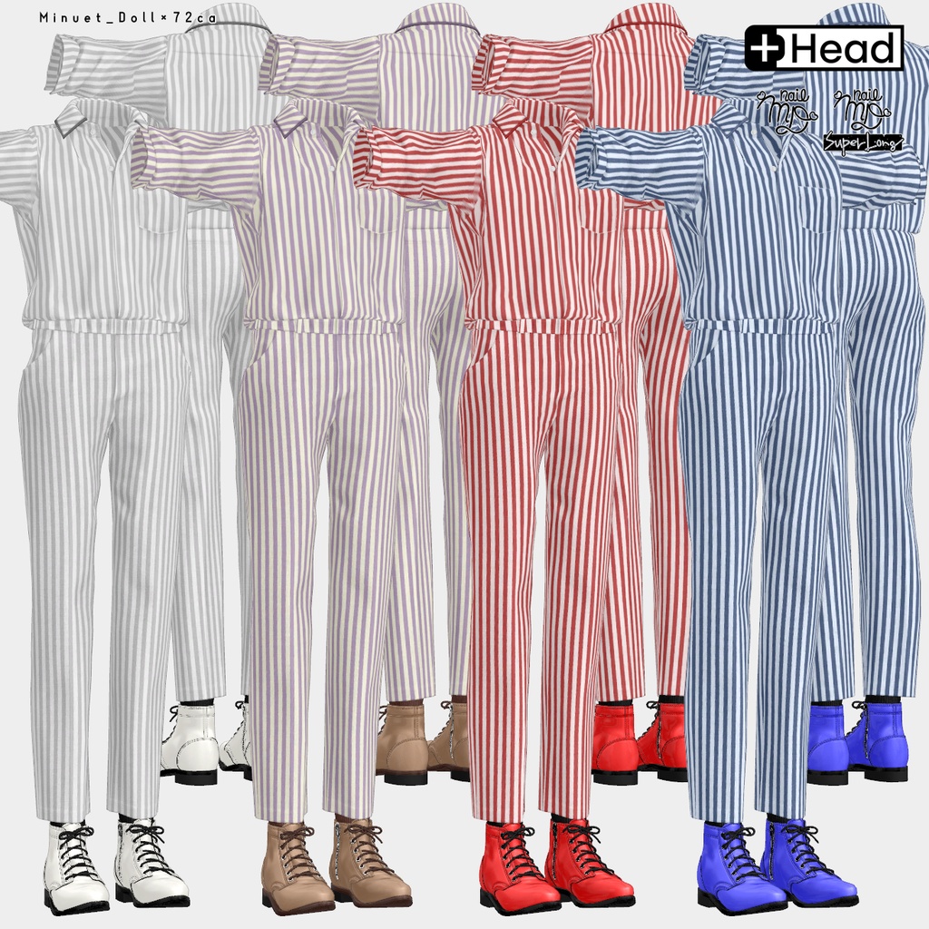 【#PlusHead 他対応】ベーシックシャツ・スラックスセット【MDollnail対応】