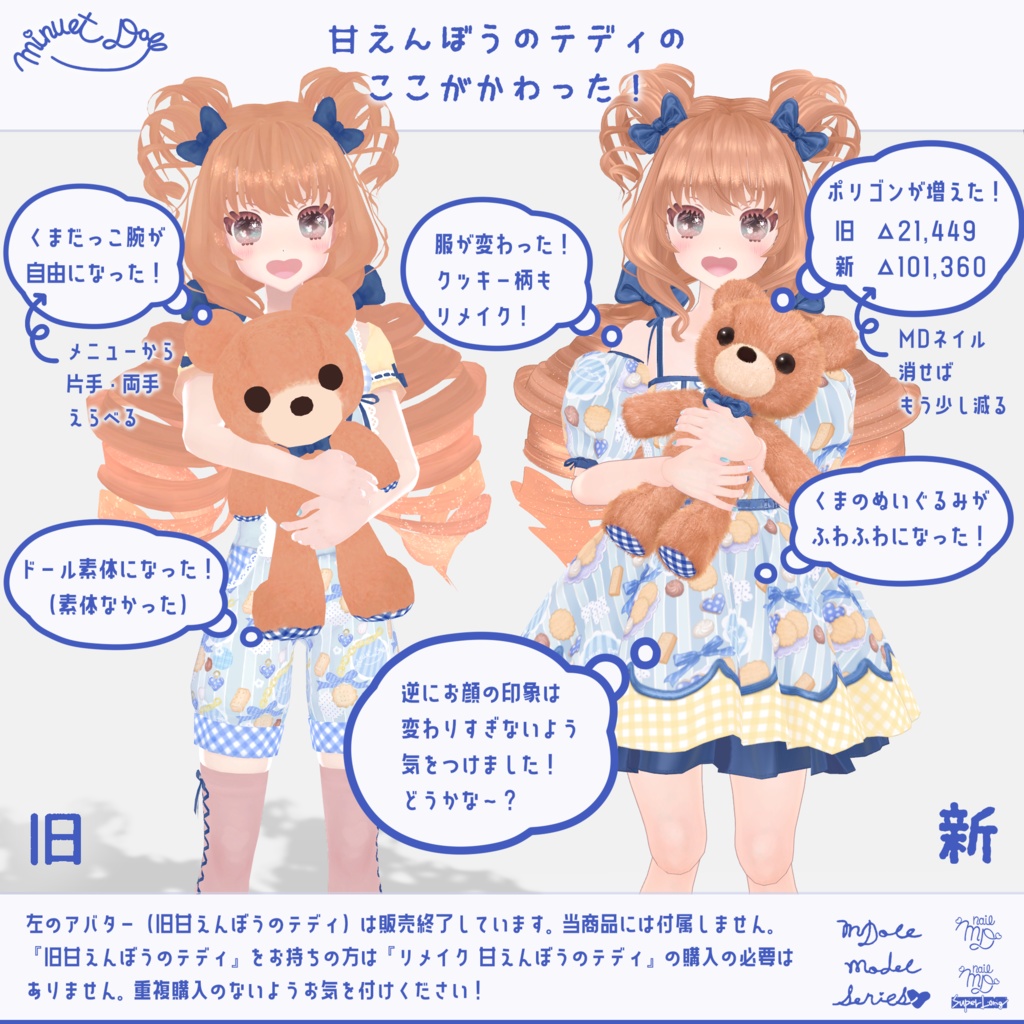 【VRChatオリジナルアバター】リメイク🧸甘えんぼうのテディ ver1_0