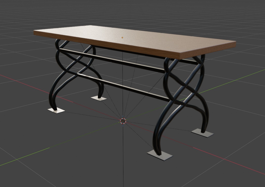 [3D Model] 스타일리시한 철제 프레임 우드 책상 / Stylized Iron Frame Wooden Desk