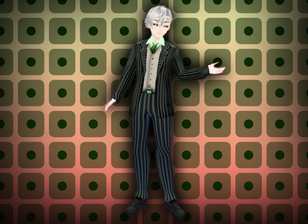 Vroid Green-Stripe Suit