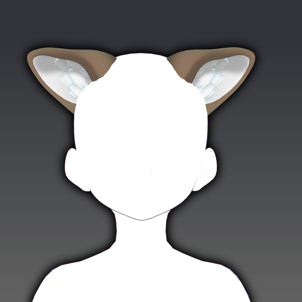 Rigged Brown and White Fur Ears